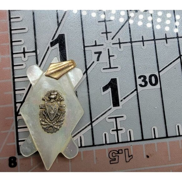 Pi Kappa Alpha Pendant Vtg TIKA Mother of Pearl Sterling Symbol Gold Plate Bale - Picture 4 of 5